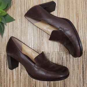 Antonio Melani Leather Slip On Loafer Heels